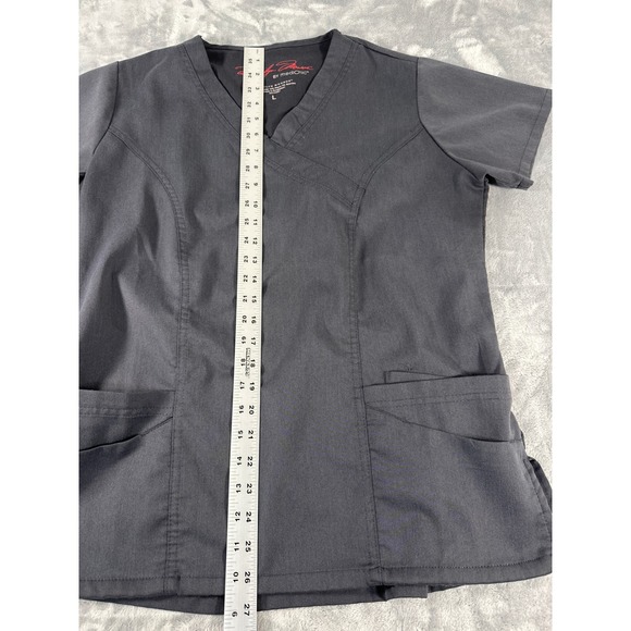 Marilyn Monroe by MediChic Scrub Top V Neck Short Sleeve Charcoal Gray Size L - Picture 3 of 5